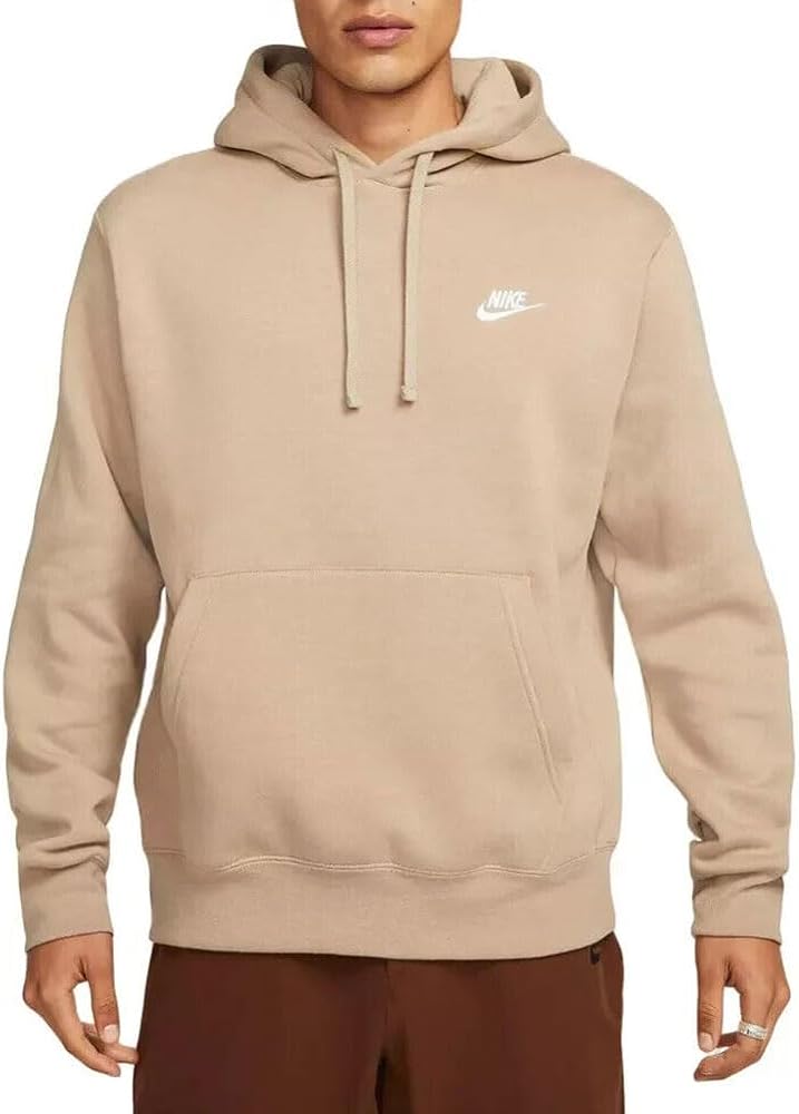 NIKE Mens CLUB HOODIE Pull Over BB Mens BV2654-247 (KHAKI/KHAKI/WHITE), Size M