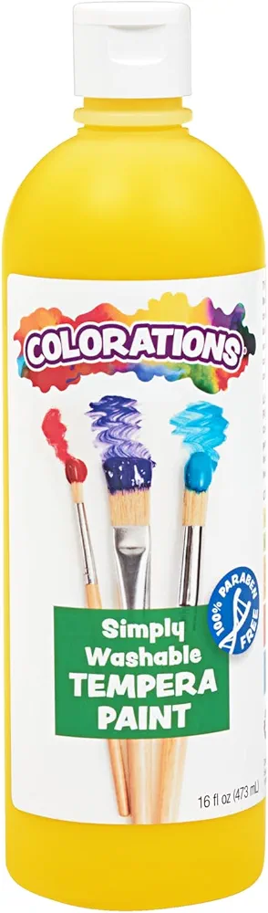 Colorations-WSTYE Washable Tempera Paint, 16 fl oz, Yellow, Non Toxic, Vibrant, Bold, Kids Paint, Craft, Hobby, Fun, Art Supplies