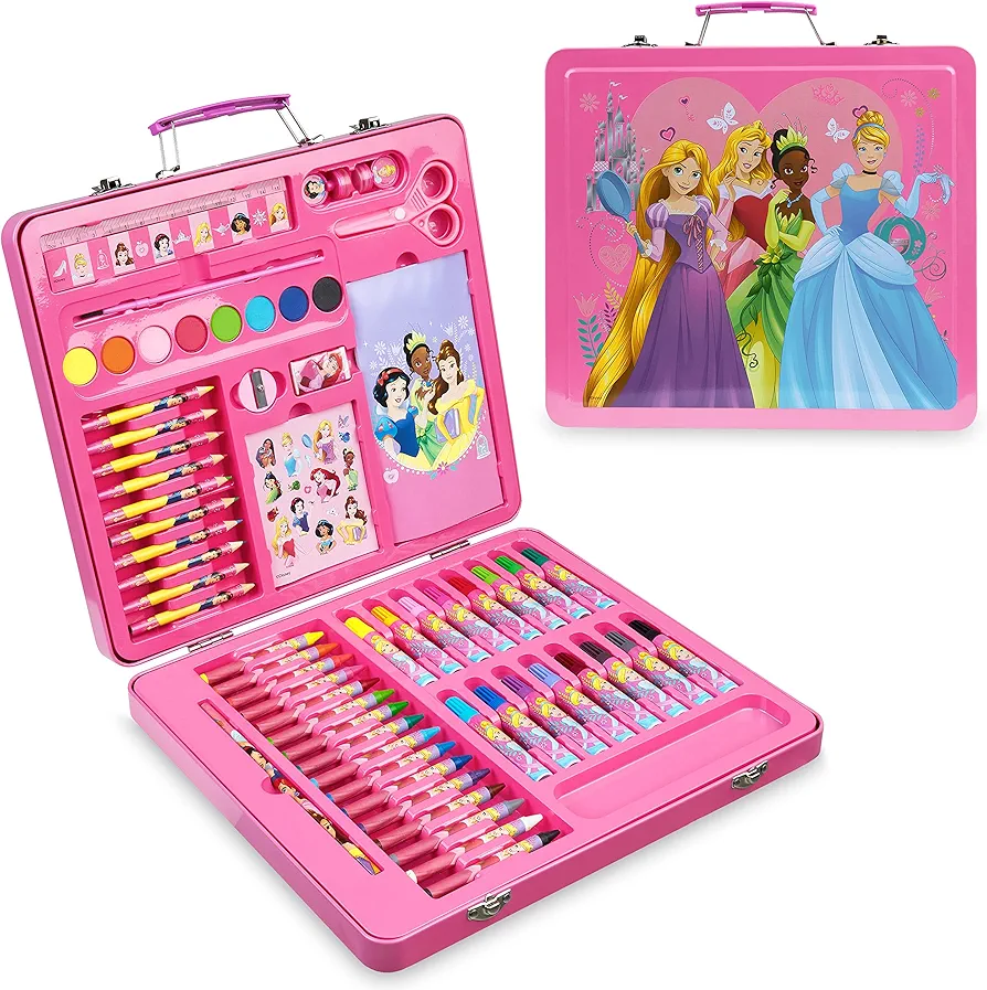 Disney Princess Art Set, Arts and Crafts for Kids 60 Pieces Colouring Sets for Girls Creative Drawing and Painting Sets for Children Art Supplies