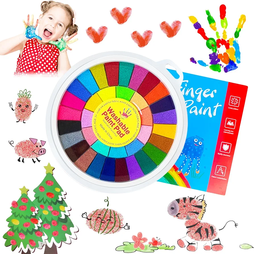 Kids Washable Finger Paint Set,36 Color Funny Finger Painting with Book for Kids,Art Painting Supplies for Painting DIY Crafts,Gifts