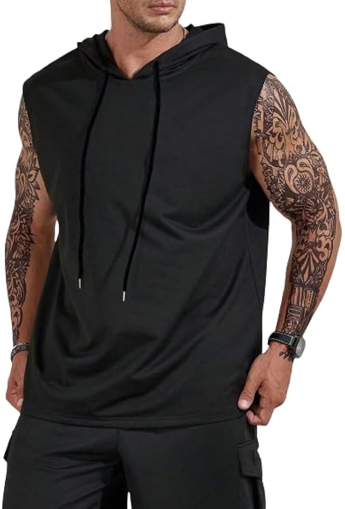 SOLY HUX Men's Plus Size Sleeveless Hooded Tank Top Summer Hoodies Vest Muscle Gym Big and Tall Tops