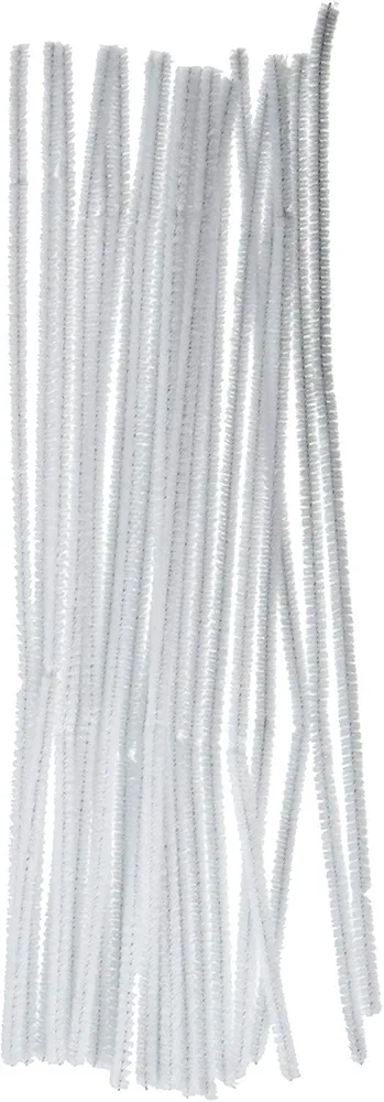 Darice Chenille Stems, 100 Piece (6mm x 12in), White, Count