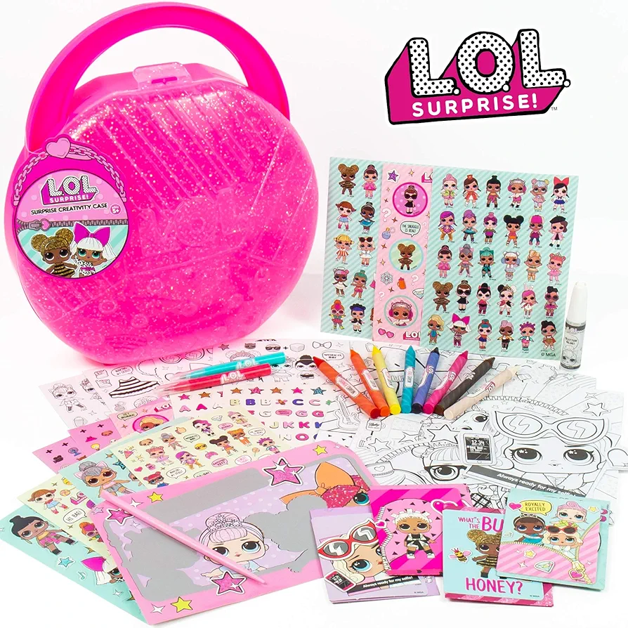 L.O.L. Surprise! Creativity Case by Horizon Group USA,Create, Play & Store,DIY Activity Case Including Paper Dolls,Coloring Pages,Makers,Crayons,Glitter Glue,Scratch Art,Stickers & More.Hot Pink