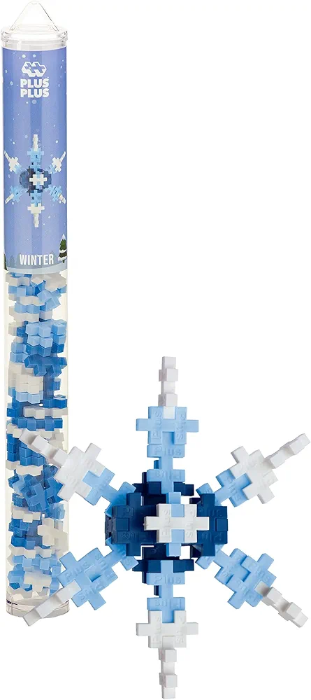 PLUS PLUS – Mini Maker Tube – Winter Snowflake – 70 Piece, Construction Building Stem Toy, Interlocking Mini Puzzle Blocks for Kids