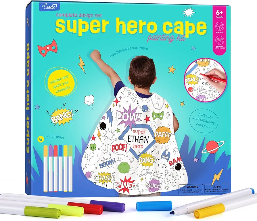 LAOESE Kid Craft for Boys - DIY Superhero Cape for Kids - Toddler Painting Kit Art Supplies, Arts and Crafts for Kids Ages 3-6, Toys Birthday Gifts for Boys Ages 3 4 5 6