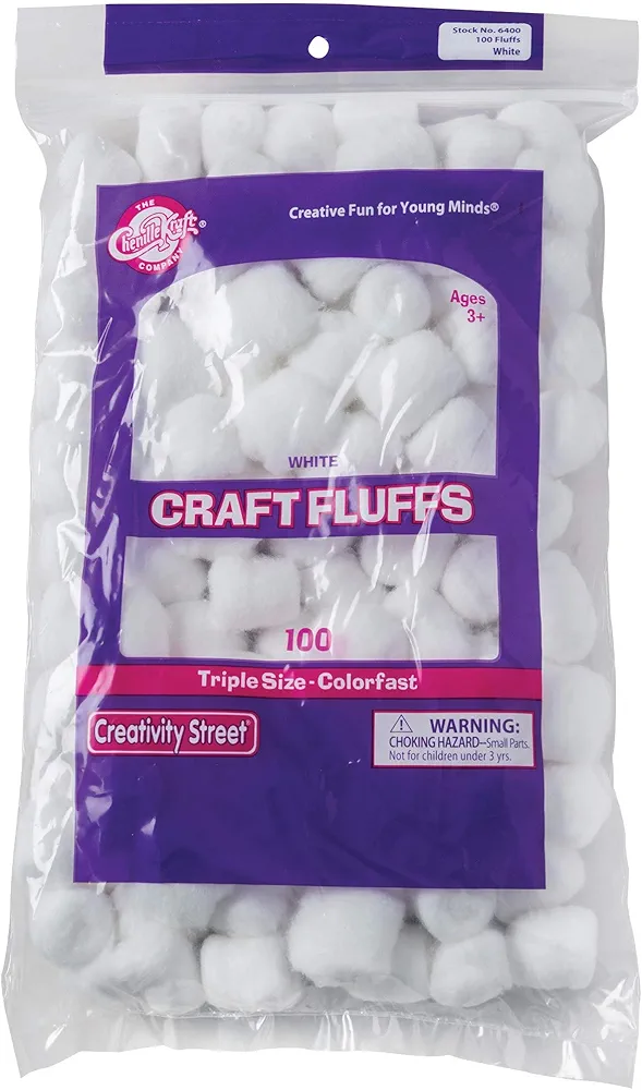 Creativity Street White Craft Fluff, 100 per Pack