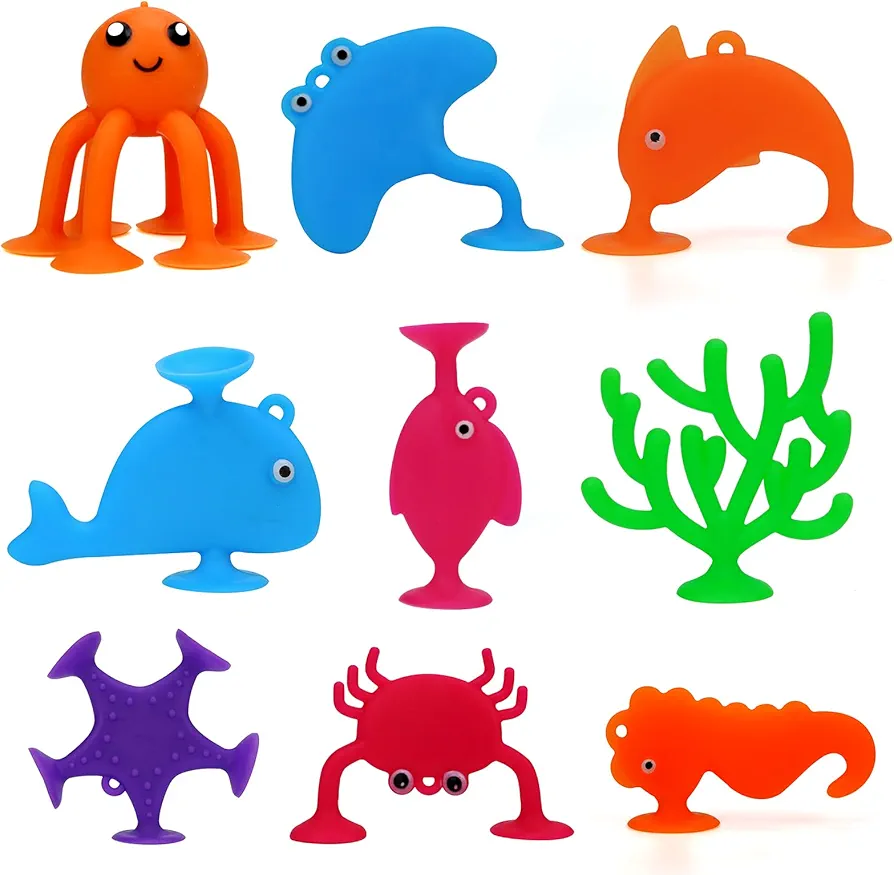 Bath Toys,Baby Bath Toys for Kids Ages 1-3 Years Old,18 Pcs Suction Cup Toys Ocean Animals with Eggshell Toddler Bath Toys for Kids Ages 4-8 Sensory Building Toys for Babies 6-12 Months and Boys&Girls