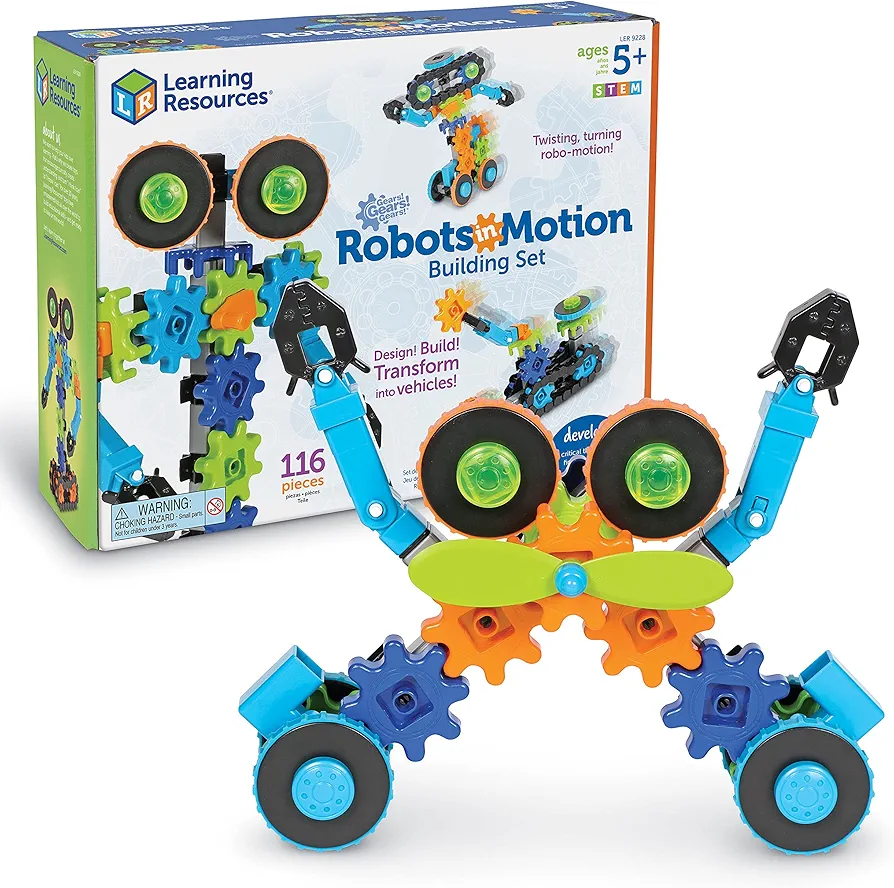 Learning Resources Gears! Gears! Gears! Robots in Motion Building Set - 116 Pieces, Ages 5+, Robot Toy, STEM Toys for Kids, Robots for Kids