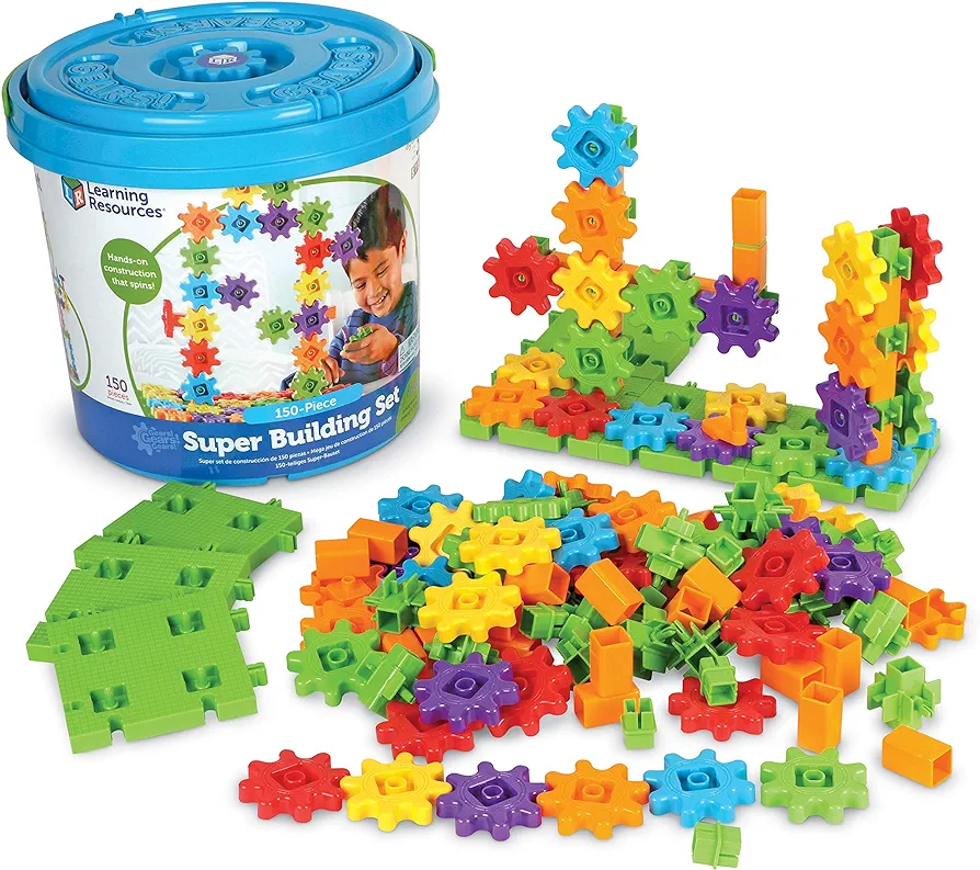 Learning Resources Gears! Gears! Gears! Super Building Toy Set, STEM Toys, Construction Toys, Gears for Kids, 150 Pieces, Ages 3+