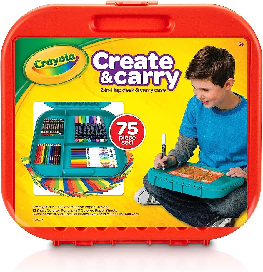 Crayola Create 'N Carry Art Set (75pcs), Art Supplies Kit, Drawing Set for Kids, Arts & Crafts Supplies, Gift for Kids, 5+