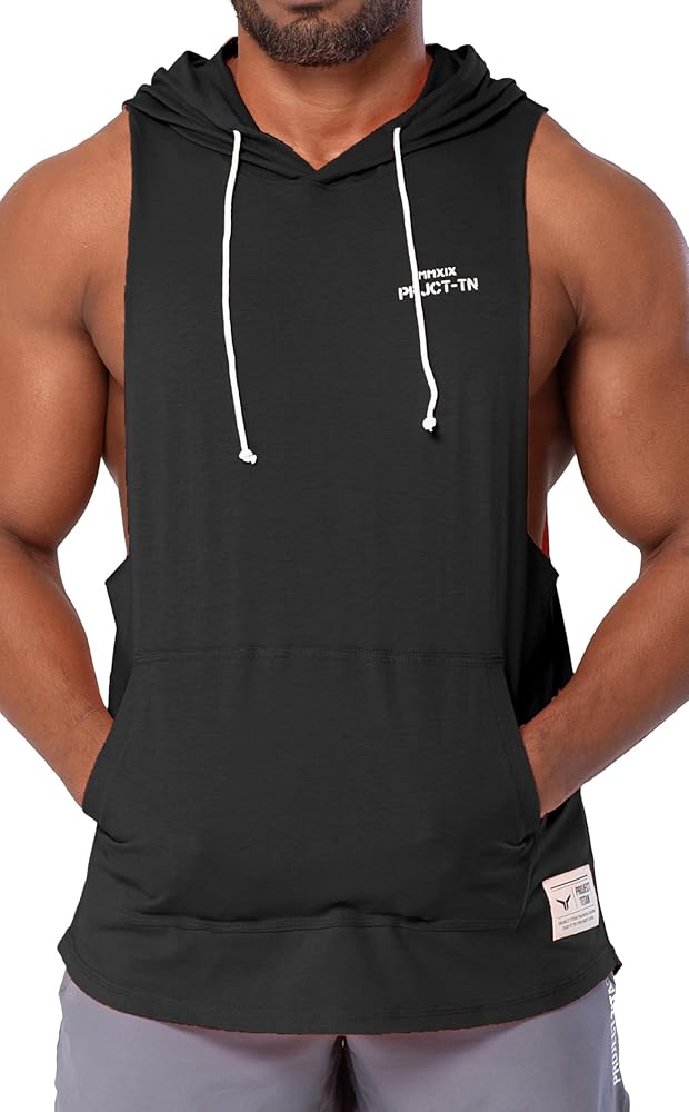 Men's Icon Cut Off Workout Hoodies Gym Muscle Tank Shirts Sleeveless Training Hoodies