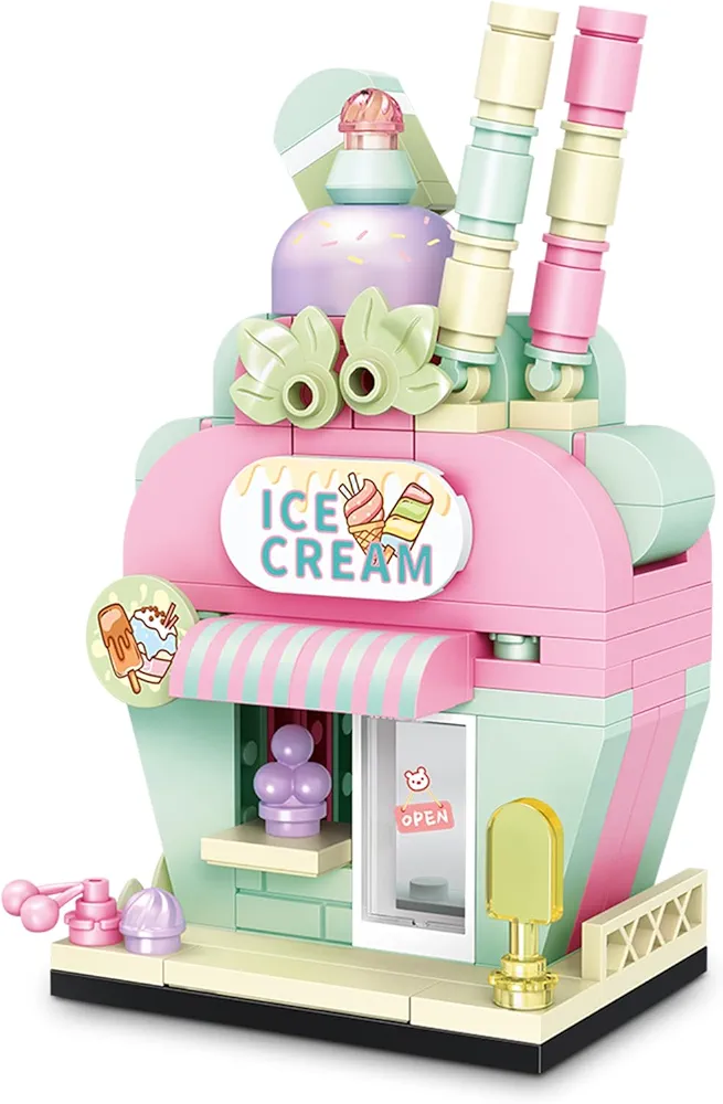 Building Blocks City Ice Cream Parfait. 118 PCS Street View Building Toy 3D Toy Blocks DIY Bricks Toys Building Set. Christmas Birthday Gifts for Children Daughters Granddaughters.