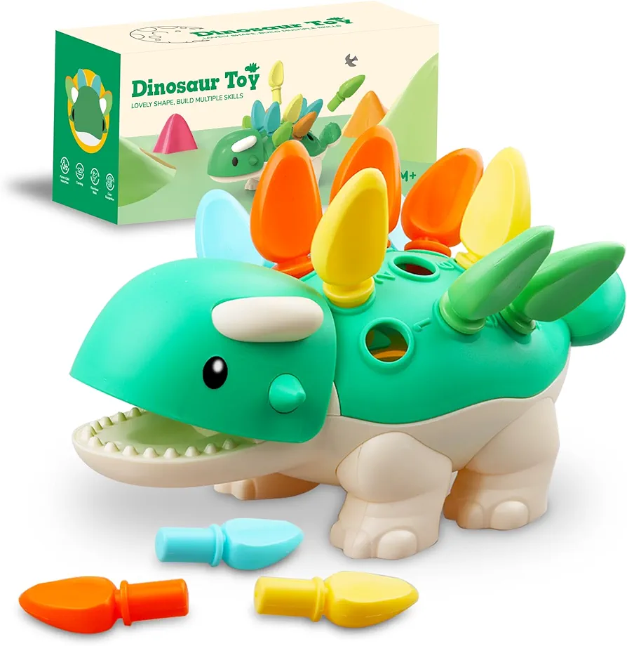 Toddler Montessori Toys Educational Dinosaur Game Learning Activities - Gifts for 6 9 12 18 Month Age 1 2 3 4 One Year Old Boy Girl Kid Birthday - Baby Sensory Fine Motor Skills Developmental Toys