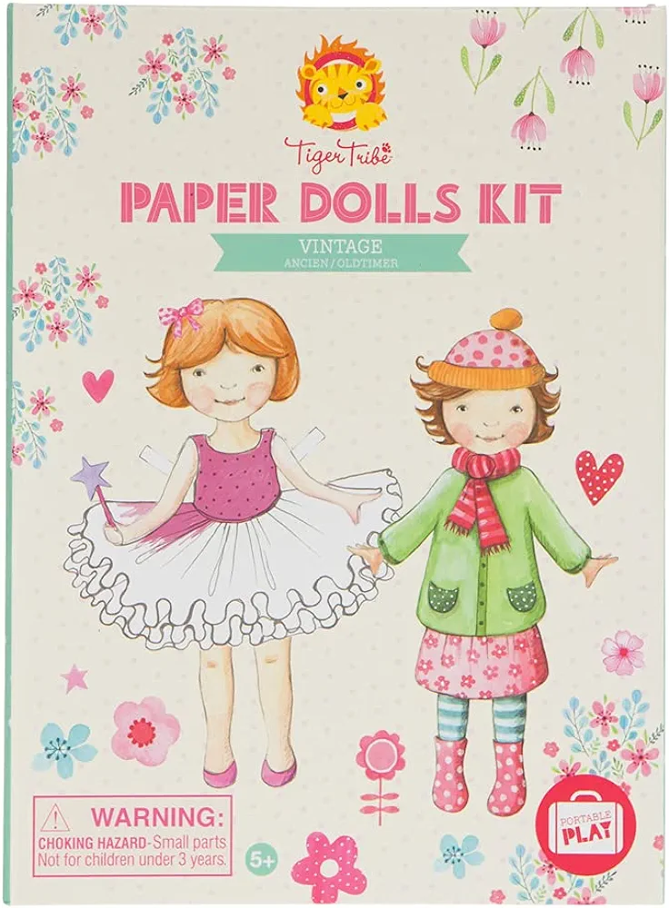 Tiger Tribe Paper Dolls Kit - Vintage Arts and Crafts - Take Along Craft Kit - All Supplies Included - 60220,White