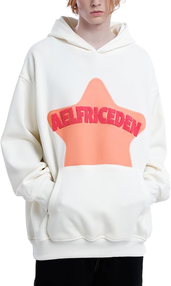 Aelfric Eden Men's Vintage Embroidery Star Hoodies Casual Oversized Streetwear Sweatshirt