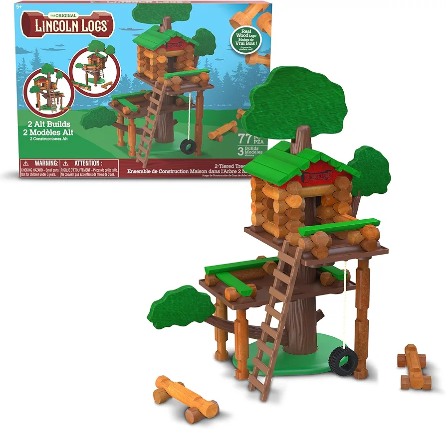 Lincoln Logs 2 Tiered Tree House Building Set, Educational Toy, Gift for Kids, Girls and Boys, STEM Retro Classic Toy