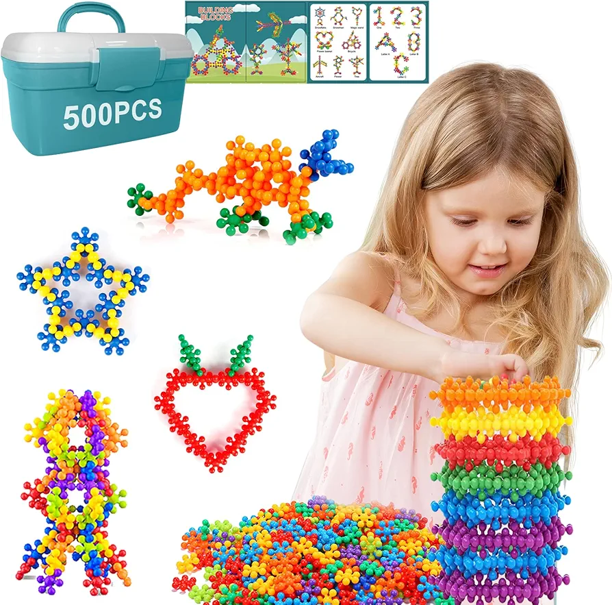 500 Piecs Building Toys for Toddler Kids STEM Toys Educational Building Blocks Creativity Toy Sets for Preschool Kids Boys Girls Aged 3+