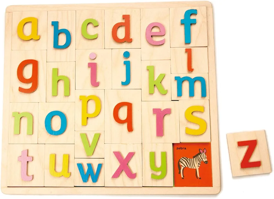 Tender Leaf Toys Wooden Alphabet Pictures - Colorful Animals Display, Engaging Preschoolers, - Language Building Tool, 18m+