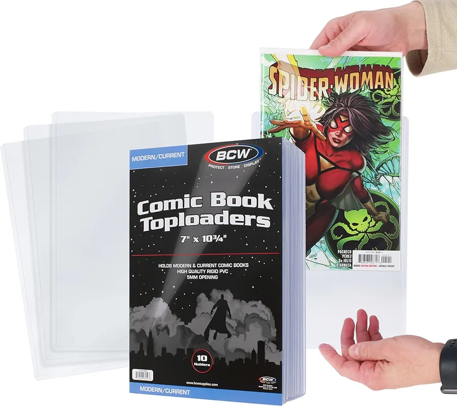 BCW Current Comic Book Top Loaders - 10 ct | Premium PVC Holders for Modern Comics | Crystal Clear Protection for Single Issues | Display, Store, Ship with Confidence | Comic Book Toploader Rigid