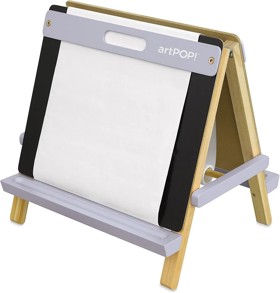 artPOP! Kids' 3-in-1 Tabletop Easel, Double-Sided Easel with Wooden Frame, Includes Paper Roll, Foldable Design, Portable Arts & Crafts Easel for Kids Ages 3 & Up