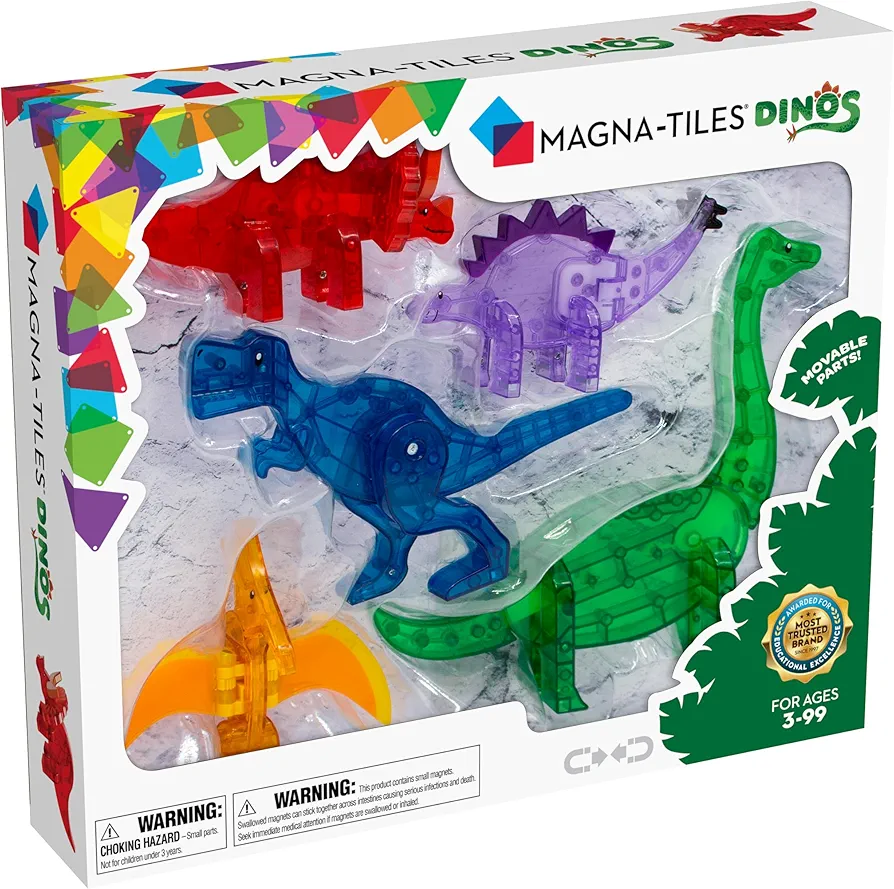 MAGNA-TILES Dinos 5-Piece Magnetic Construction Set, The ORIGINAL Magnetic Building Brand