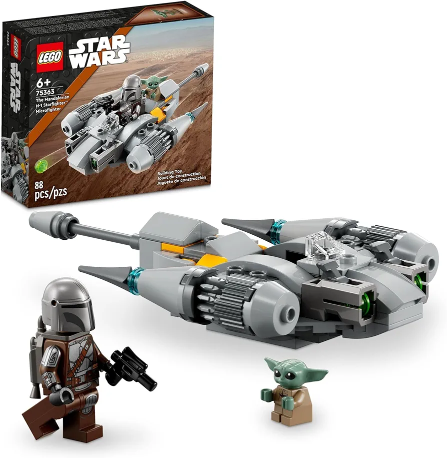 LEGO Star Wars The Mandalorian’s N-1 Starfighter Microfighter, Building Toy Set for Kids Ages 6 and Up with Mando and Grogu 'Baby Yoda' Minifigures, Fun Gift Idea for Action Play, 75363