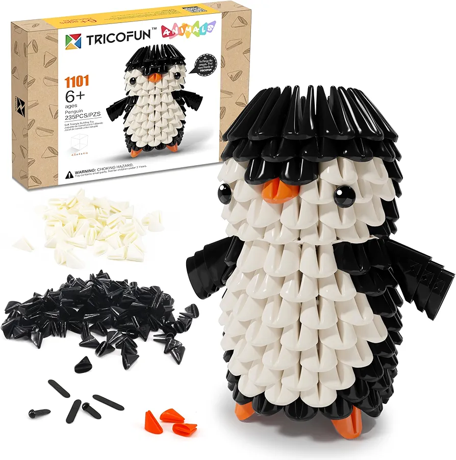 Creative Soft Building Blocks, Cute Animal kit Assembling Building Toys Gifts for Kids and 6+ Interactive Building Toy for Kids, Boys, and Girls (1101-PENGUIN)