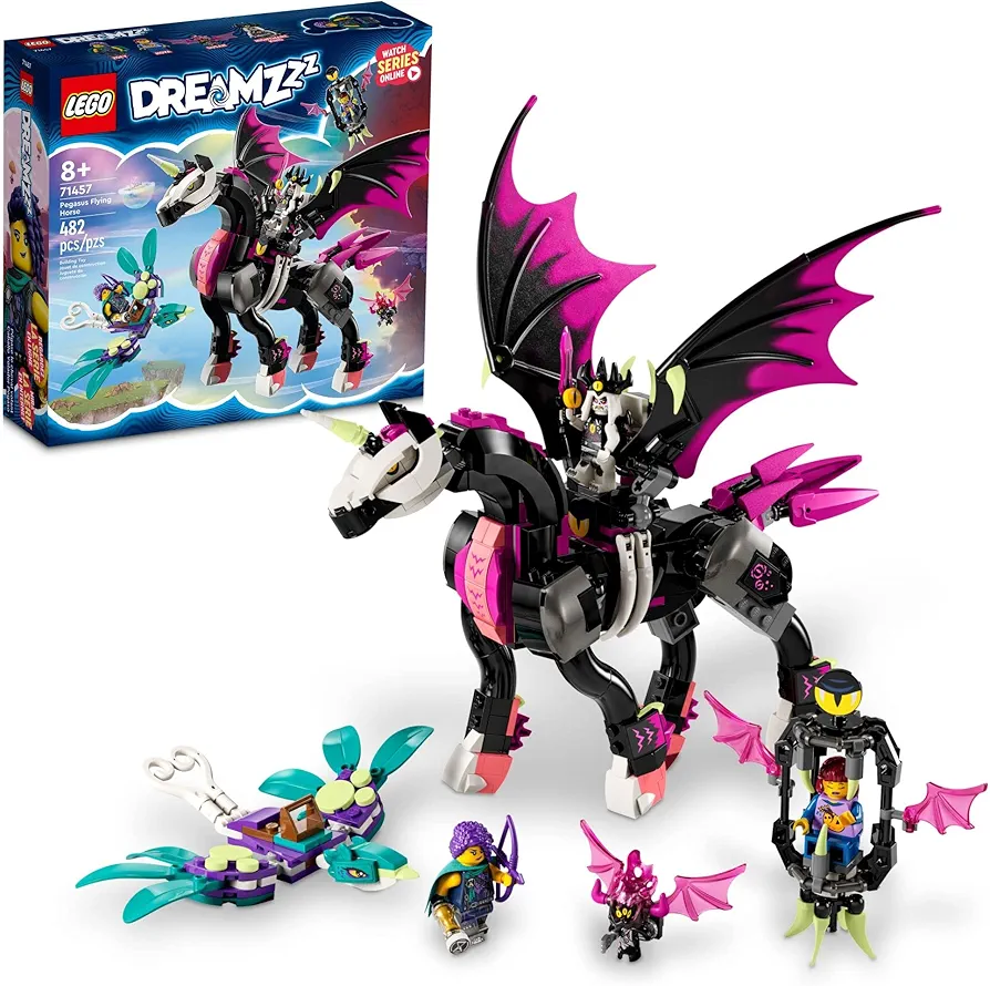 LEGO DREAMZzz Pegasus Flying Horse 71457 Building Toy Set, Fantasy Action Figure Creature, Comes with 3 Minifigures Including The Nightmare King, Unique Birthday Gift for Girls and Boys Ages 8+