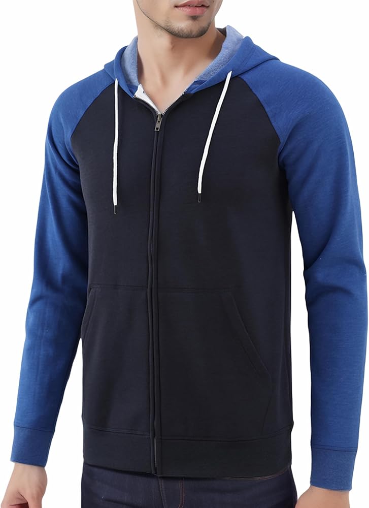 Mens Casual Lightweight Vintage Zip Up Pocket Active Sports Hoodie Sweatshirt Jacket