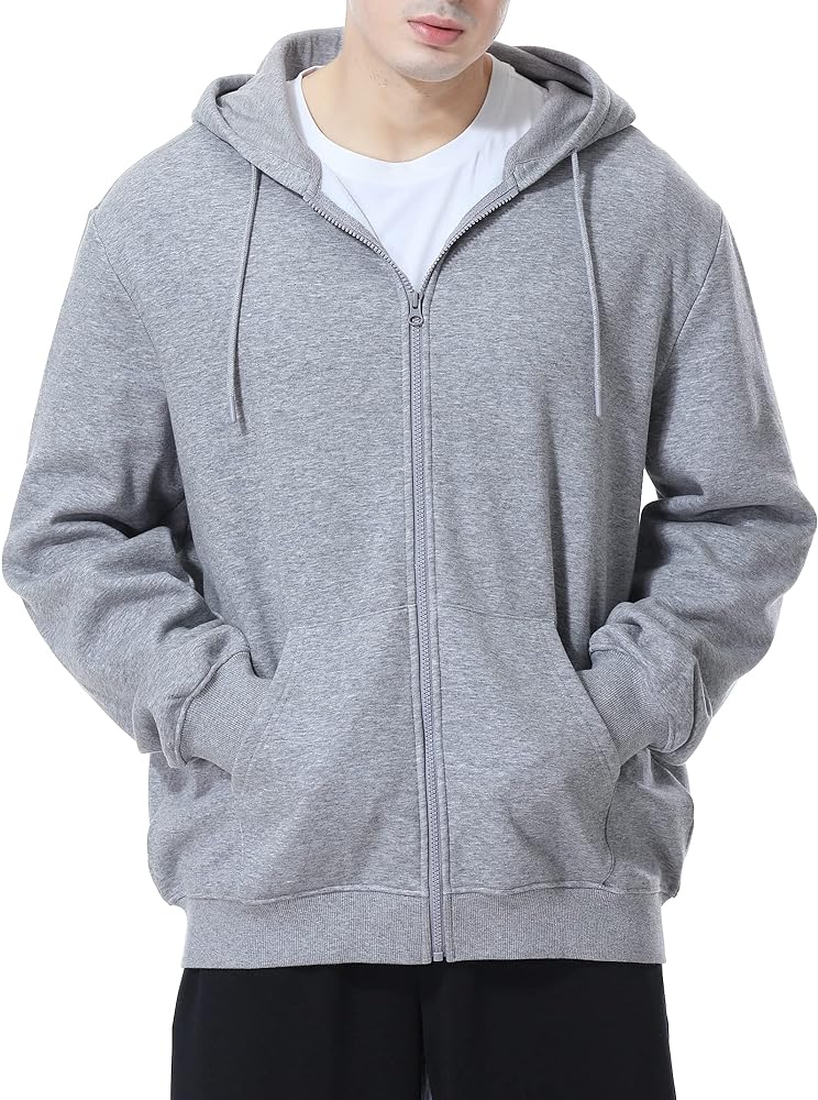 ALAVIKING Mens Zip up Hoodie Antistatic Fabric Hooded Sweatshirt with Pockets Athletic Fleece Hoodies for Men Size S-3XL