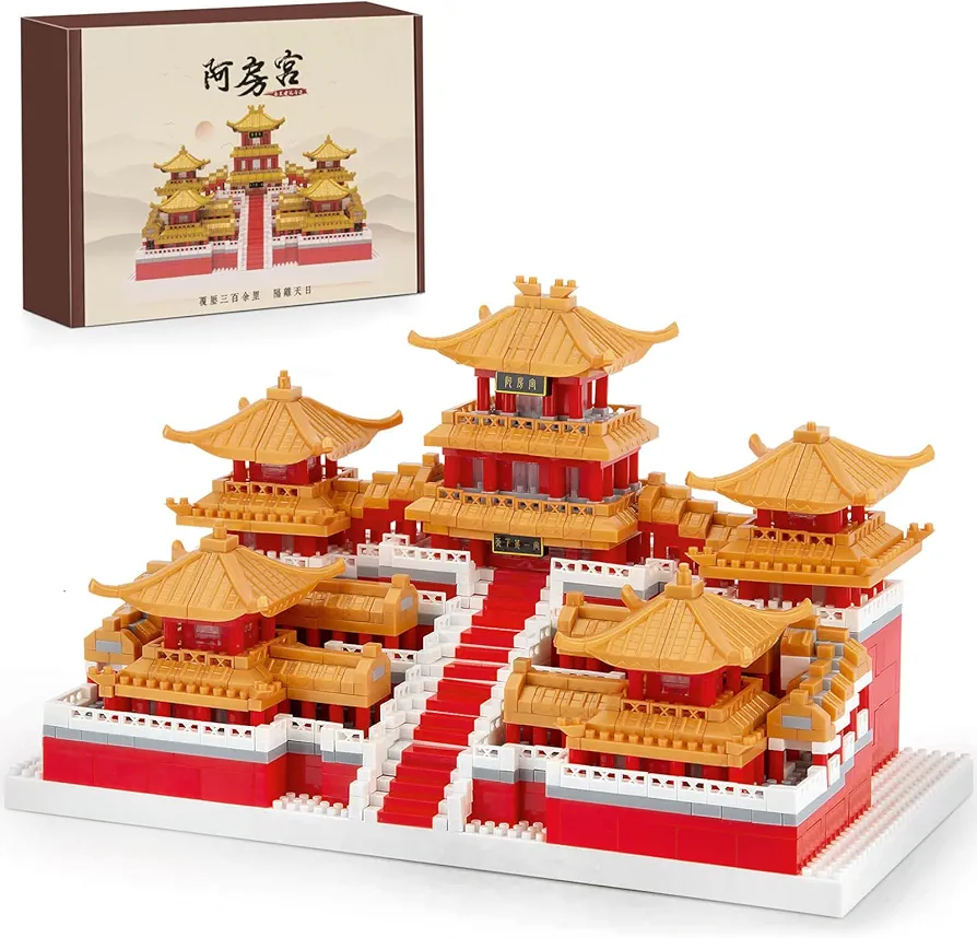 Chinese Architecture Micro Building Set, Famous Architecture of Epang Palace Model Set, Creative Collection Toys Gifts for Adults Teens Kids 12+ (1896​ Pcs)