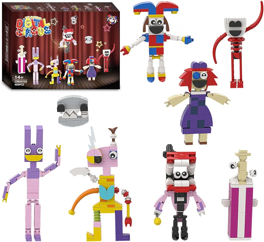 Digtial Circus Building Block Kits,Pomni/Jax/Ragatha/Kinger/Gangle/Zooble/Caine/Kaufmo Birthday Gifts for Kids 6+