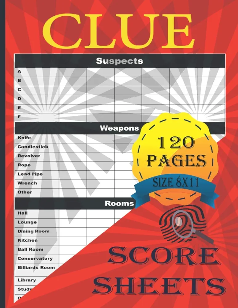 Clue Score Sheets: Clue Score Pads for Clue Board Games - Clue Detective Notebook Sheets - Clue Replacement Pads - Clue Game Sheets - Clue Refill Sheets - clue paper sheets refills.