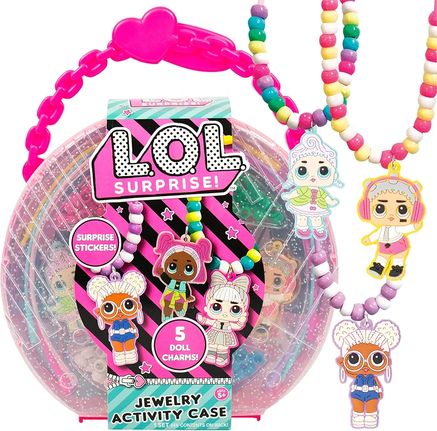 L.O.L. Surprise! Jewelry Activity Case, Create Your Own LOL Surprise Jewelry, Bead Kit Great for Travel and On-The-Go, 100+ Custom Accessories, DIY Jewelry Kit for Kids Ages 5, 6, 7, 8, 9