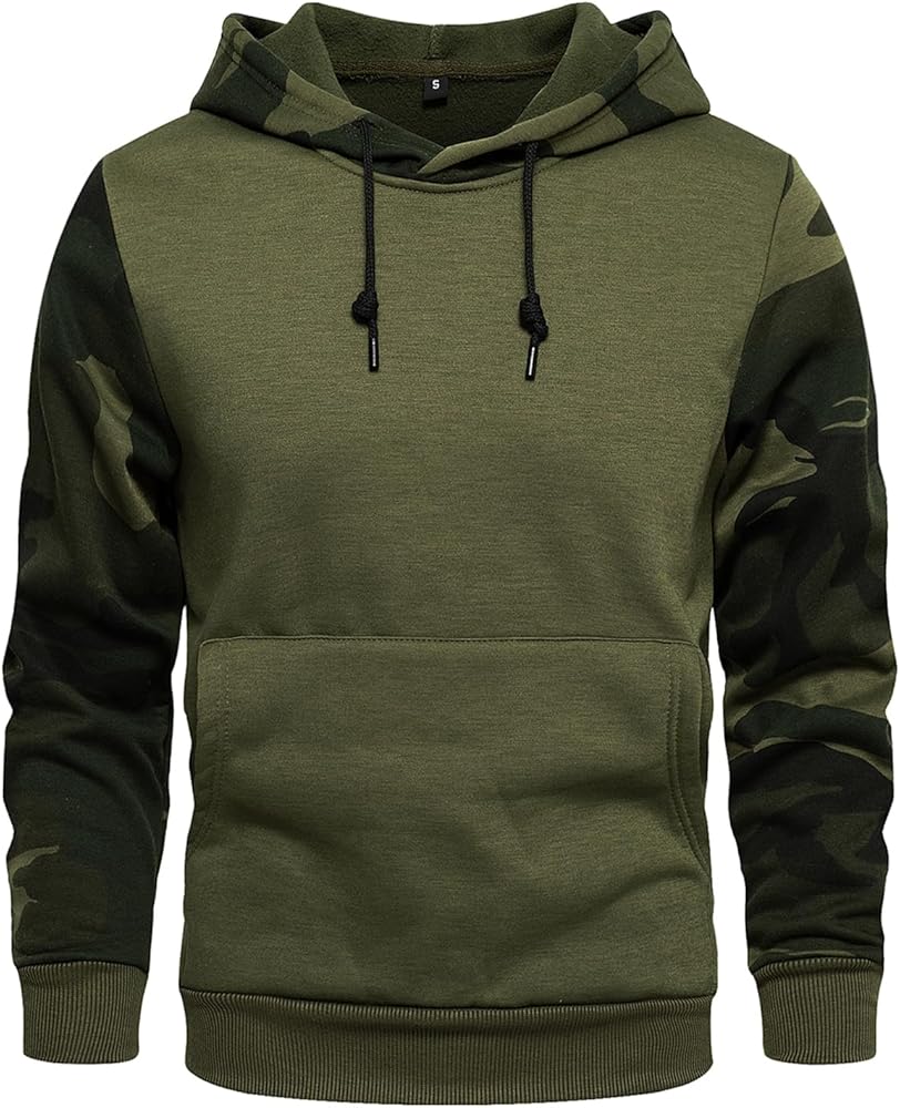 Mens Fashion Hoodies Pullover Drawstring Hooded Long Sleeve Sweatshirt with Pocket