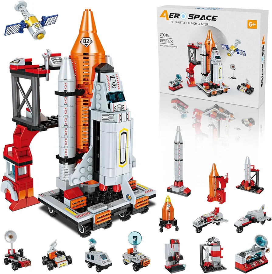 12 in 1 Aerospace Building Toys with Rocket Launcher.Space Shuttle Building Block Toys for Kids Aged 6-12.STEM Construction Toys.Work with other Building Block Brands.Idea Gifts for Space Fun Kids