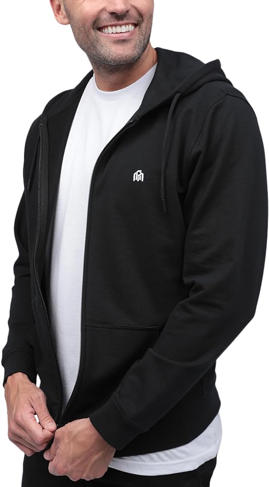 INTO THE AM Premium Zip Up Hoodies for Men S - 4XL Casual Lightweight Fitted Full Zip Sweatshirt