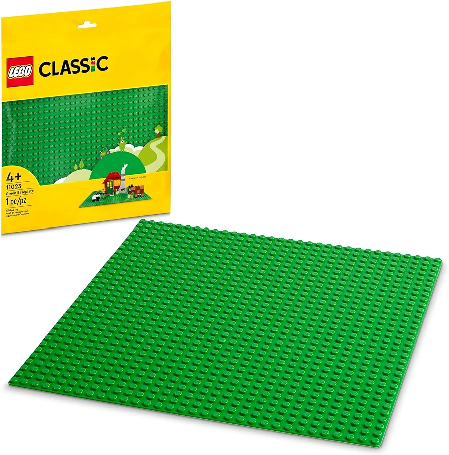 LEGO Classic Green Baseplate, Creative Toy for Back to School, Square 32x32 Stud Foundation to Build and Display Brick Creations, Great for Grassy Nature Landscapes and Back to School Supplies, 11023