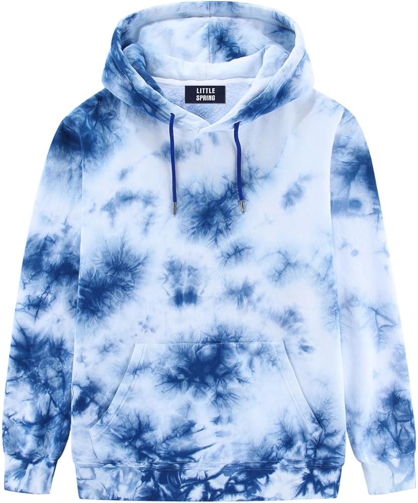 LittleSpring Men's Tie Dye Fleece Lined Hoodies Pullover