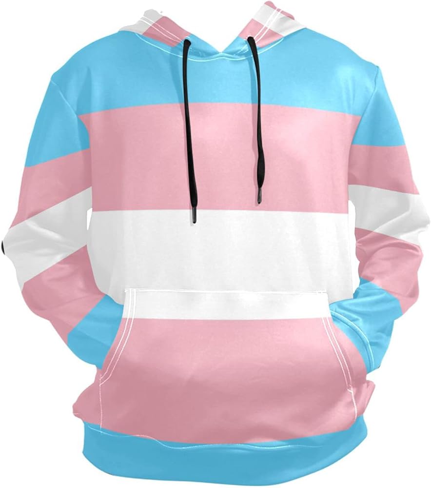 ZZKKO Transgender Pride Flag Fashion Sweatshirt Hoodie Men Pullover Seasonal Thin Clothes Size XXL