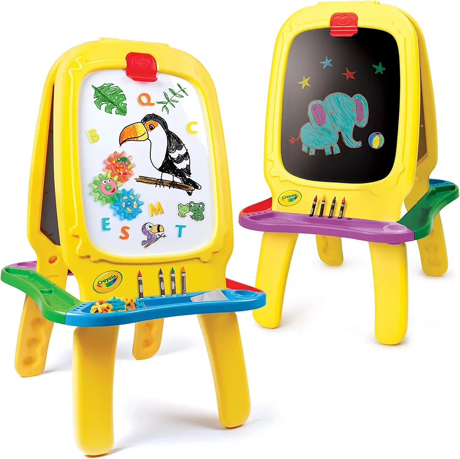 Crayola: Deluxe Magnetic Double-Sided Easel - Dry Erase Includes Crayons, Stickers, Magnet Letters & Gears, Ages 3+