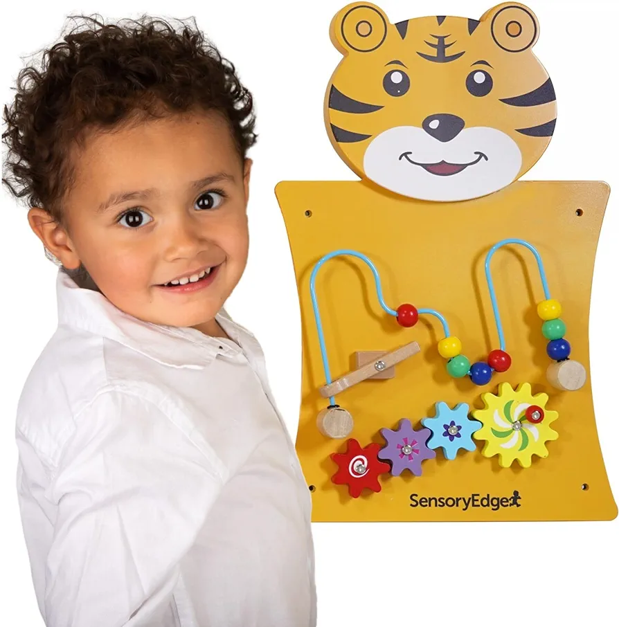 Tiger Bead and Gear Maze Wall Mounted Toy - Sensory Board for Fine Motor Skills - Wall Decor for Toddlers & Children's Playrooms, Bedrooms, Waiting Areas, Schools & Daycares