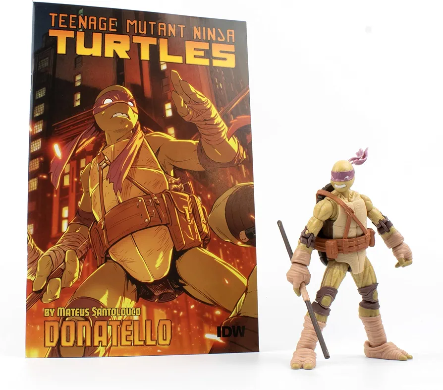 Teenage Mutant Ninja Turtles BST AXN v2 IDW Inspired Donatello 5-inch Action Figure & Limited Edition IDW Donatello Comic Book