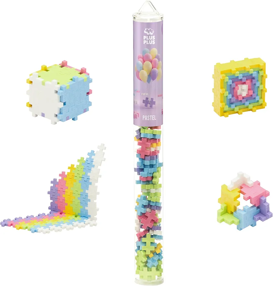 PLUS PLUS - Pastel Color Mix - 70 pc Tube, Construction Building Stem/Steam Toy, Kids Puzzle Blocks