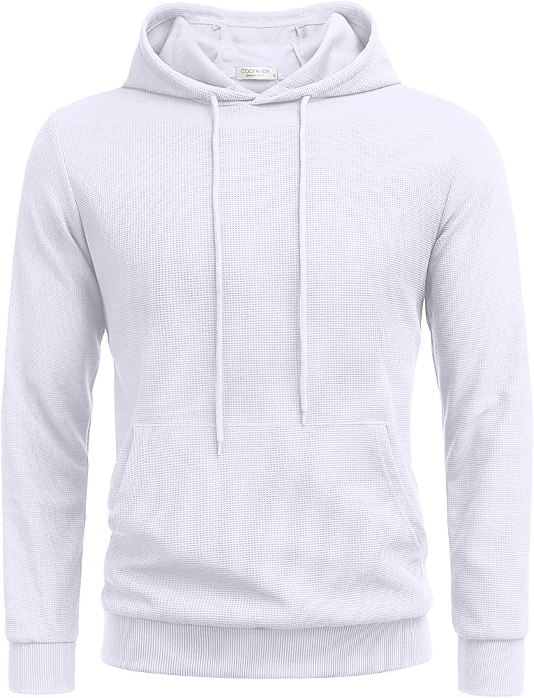 COOFANDY Men's Hooded Sweatshirts Long Sleeve Casual Pullover Hoodie Waffle Knit Sweatshirt with Pocket