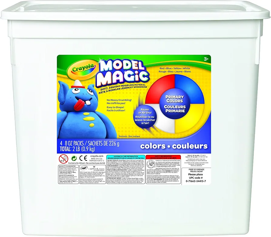 Crayola Model Magic (2lb Bucket), Modeling Clay Alternative, Primary Colors, Air Dry Clay for Kids, Classrooms Supplies, 3+