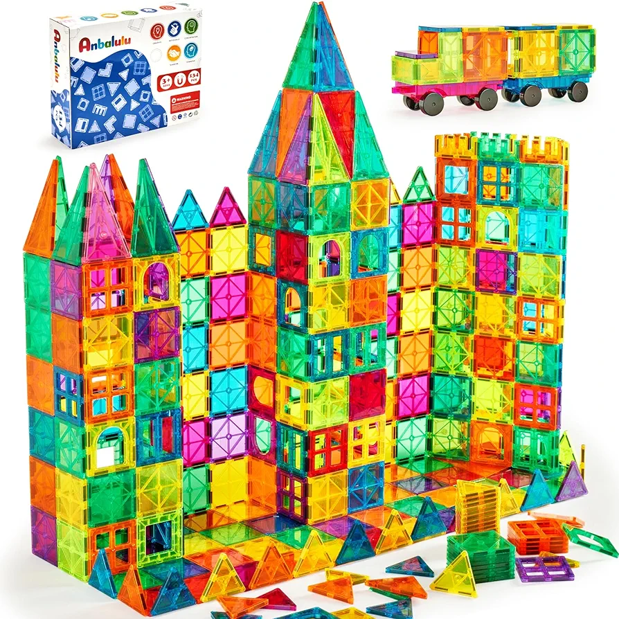 Magnetic Building Tiles, 134PCS Large Magnet Building Set,Magnetic Blocks, 3D STEM Stacking toys, Magnets Toy for Kids Boys Girls