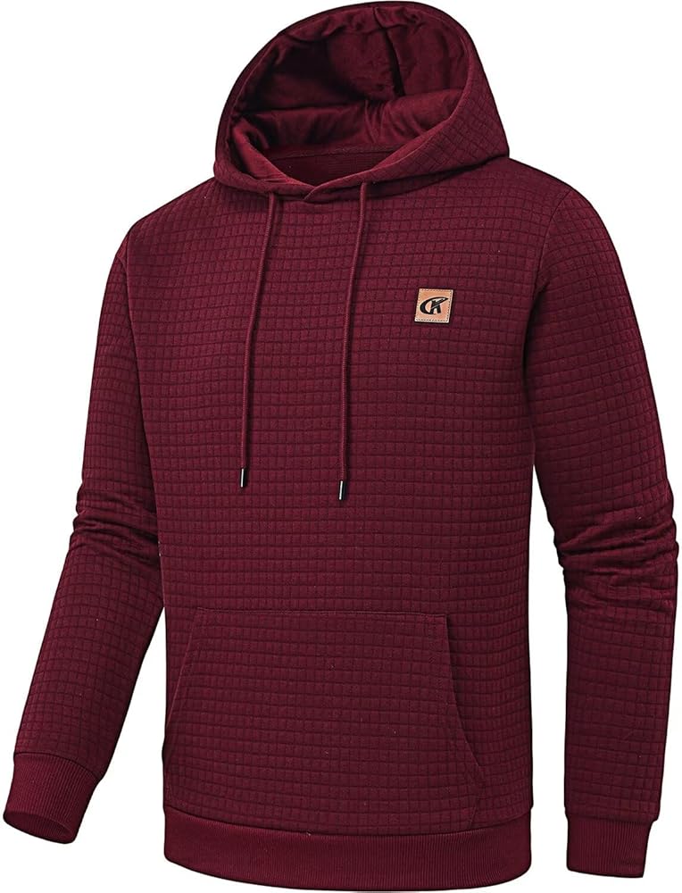 Men's Jacquard PlaidCloth Long Sleeve Pullover Hoodie Sweatshirt