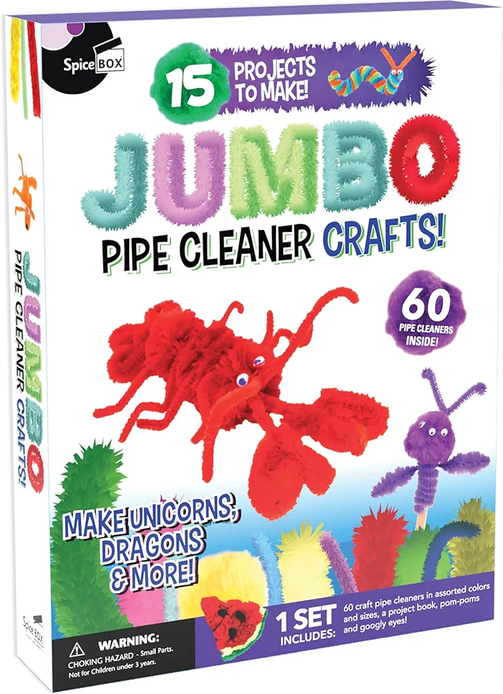 Make & Play: Jumbo Pipe Cleaner Crafts - 15 Projects to Create, Make Fuzzy & Fun Creatures & Animals, DIY Art & Crafts Activity Kit, Kids Ages 8+