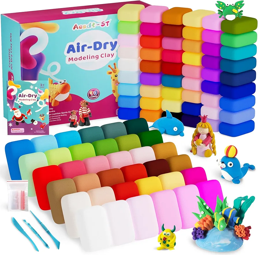 Air Dry Clay 90 Colors, Modeling Clay for Kids, Model Magic Clay, DIY Molding Clay Kit with Sculpting Tools,Soft & Non-Sticky,Art and Crafts Gift for Boys Girls Kids.